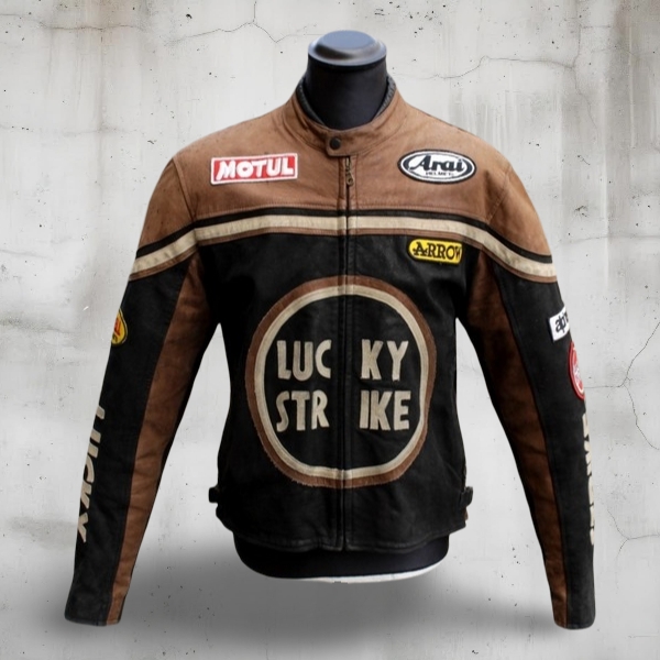 Giubbotto Pelle Moto Vintage Lucky Strike Racing E