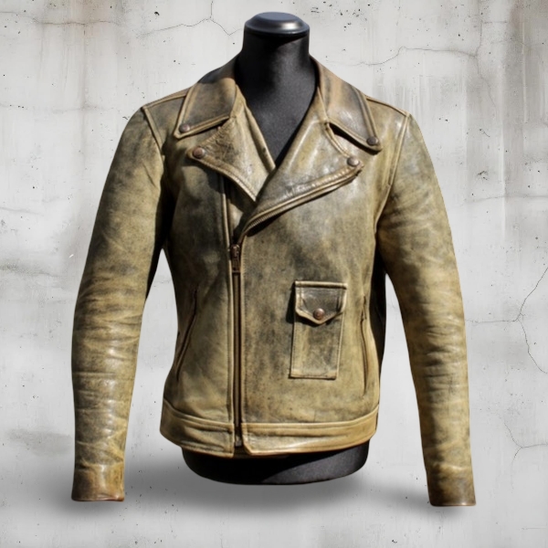 Giubbotto Moto Biker Pelle Invecchiata Vintage tag