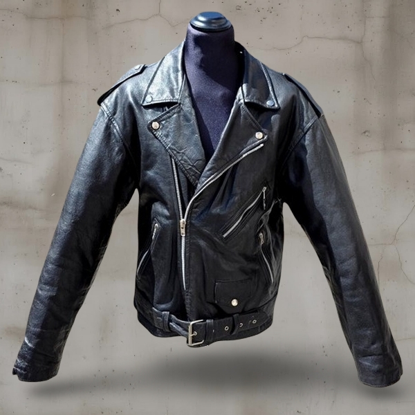Giubbotto chiodo pelle nero vintage made in italy 