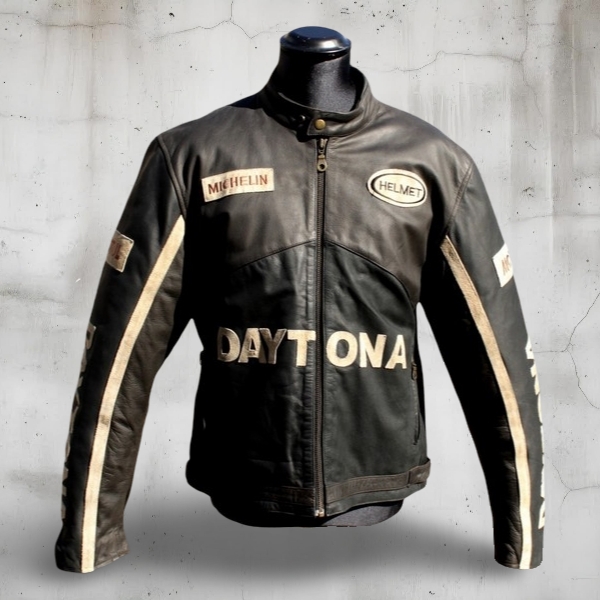 Giubbotto Pelle Moto Vintage Racing Daytona anni 9