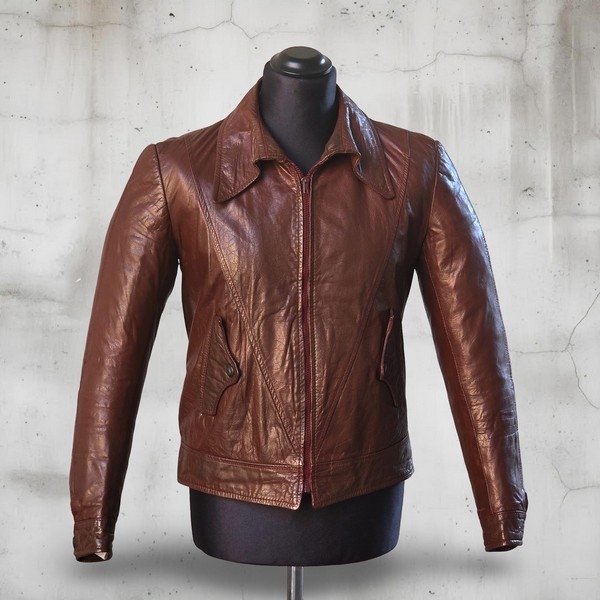 Giubbotto pelle marrone bomber fonzie vintage 70s