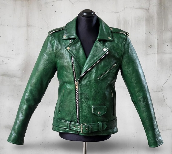 Green biker leather jacket Guendj