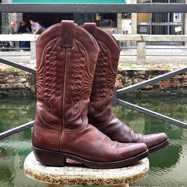 Stivali Pelle Texani Western Vintage Sendra Marron