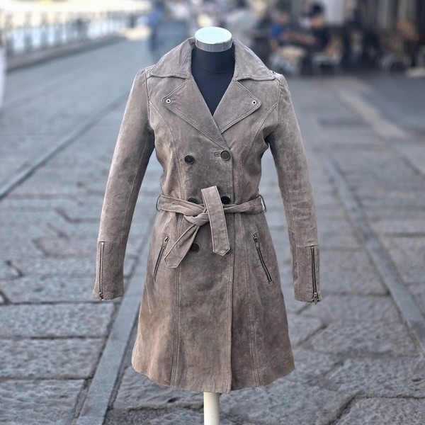Trench Pelle Vintage Doppiopetto Donna taglia S