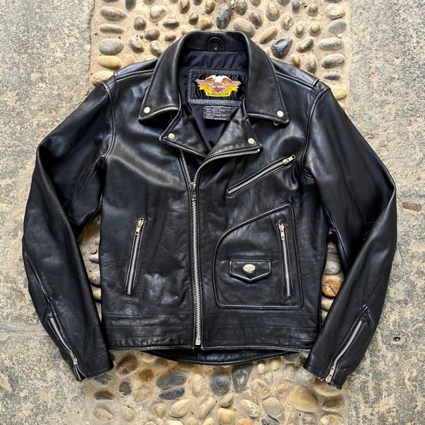  Giubbotto Chiodo Pelle Harley Davidson Vintage M