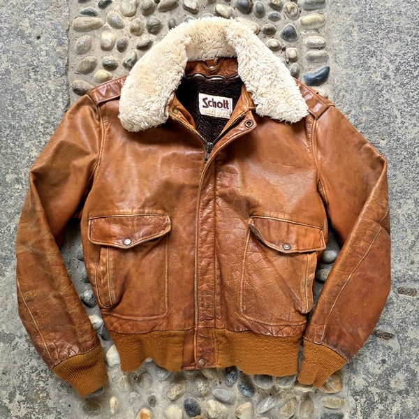 Giubbotto Pelle Schott Marrone Cognac Vintage 