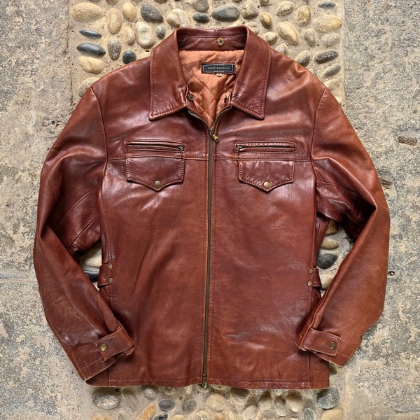 Giacca Pelle Anni 90 Marrone Cuoio Vintage Taglia 