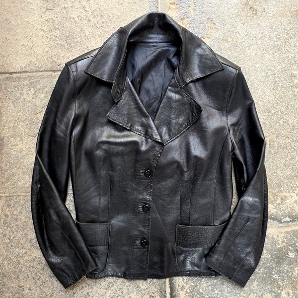 Vintage blazer leather jacket woman size L 