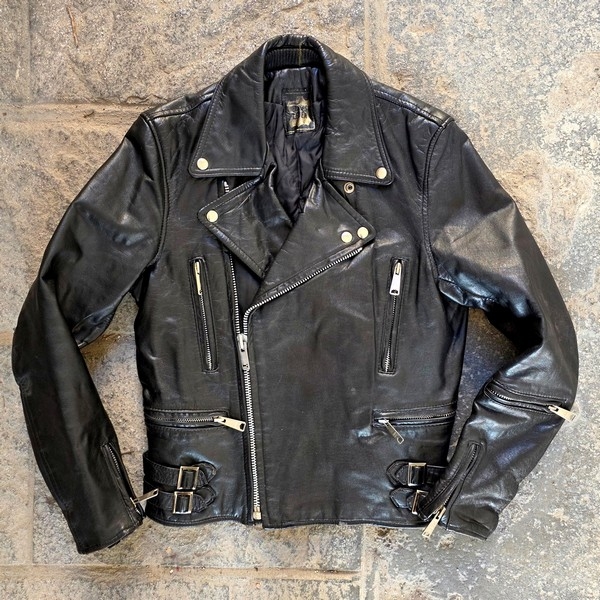 Giubbotto Chiodo Pelle Inglese Vintage  Eng